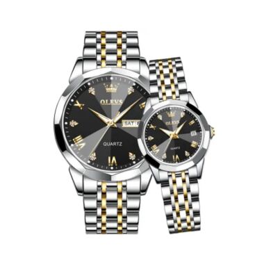 Olevs 9931 Trendy Korean Style Luminous Calendar Couple Watch - Silver Black