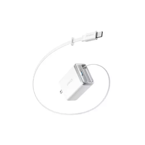 Anker Nano 35W USB-C Charger with Built-In Retractable Cable (Shell White)