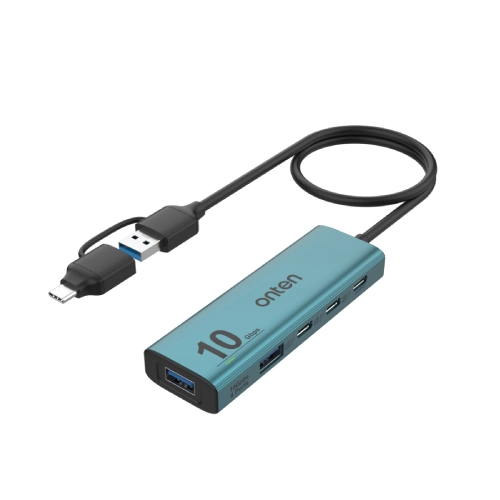 ONTEN 5-in-2 USB 3.2 Gen 2 4-Port 10G Hub with Power Supply