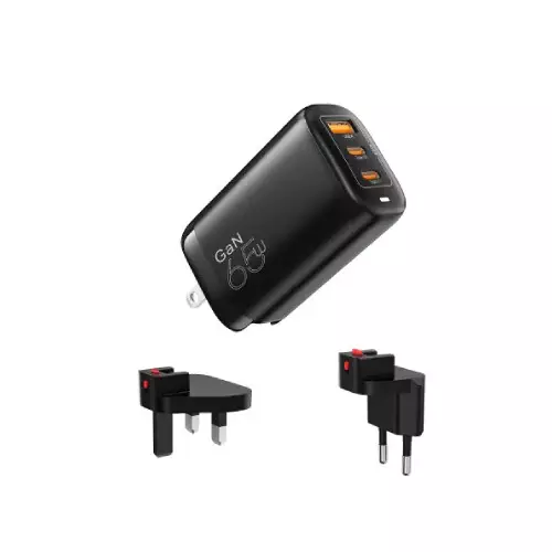 Vyvylabs GAN65FST-02 GaN Fast Charger 65W A+2C Adapter (US+EU+UK plug)