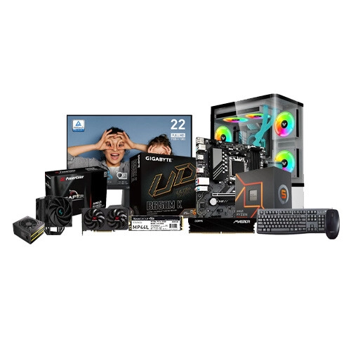 AMD RYZEN 5 7500F GIGABYTE B650M K AM5 16GB RAM 500GB SSD Gaming PC With RX 9060 XT Graphics