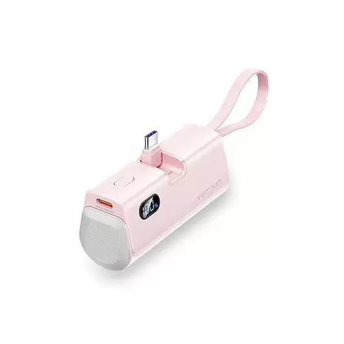 Vention FHQP0 LED Display 22.5W 4800mAh Power Bank (Lightning + Type -C) with Foldable Type-C - Pink
