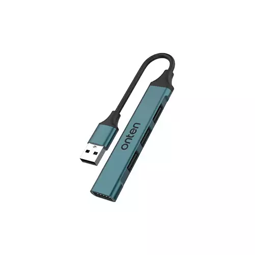Onten OTN-5701D USB Male to Quad USB Female Crystal Teal Hub #OTN-5701D