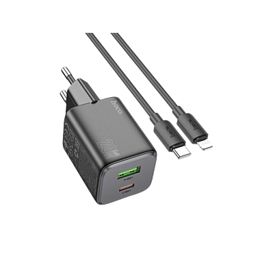 Hoco N40 Mighty EU PD20W Charger with Cable - Black