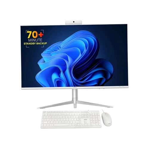 AOC AIO Noble A99 Intel Core i7 1360P 16GB RAM 1TB SSD 27 Inch FHD Display White All in One PC with Built in 2600mAh Battery (70+ Min Standby Backup)