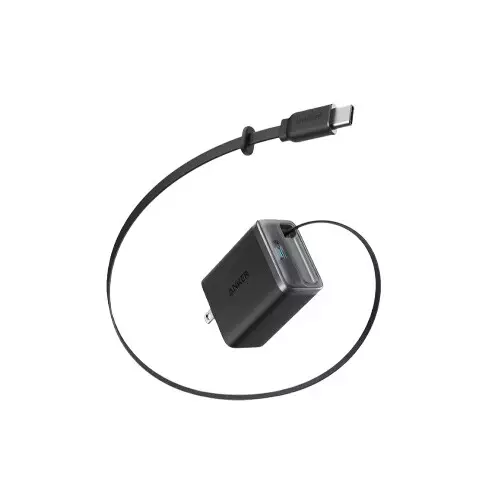 Anker Nano 35W USB-C Charger with Built-In Retractable Cable (Black Stone)