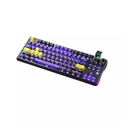 AJAZZ MK87 Tri-mode Lychee Switch Mechanical Keyboard (Transperent Purple)