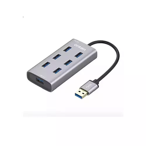 Onten OTN-8108 USB Male to 7 USB Female Silver Hub #OTN-8108