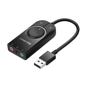 UGREEN CM129 (40964) USB Male to Tri 3.5mm Female Black Audio Converter # 40964